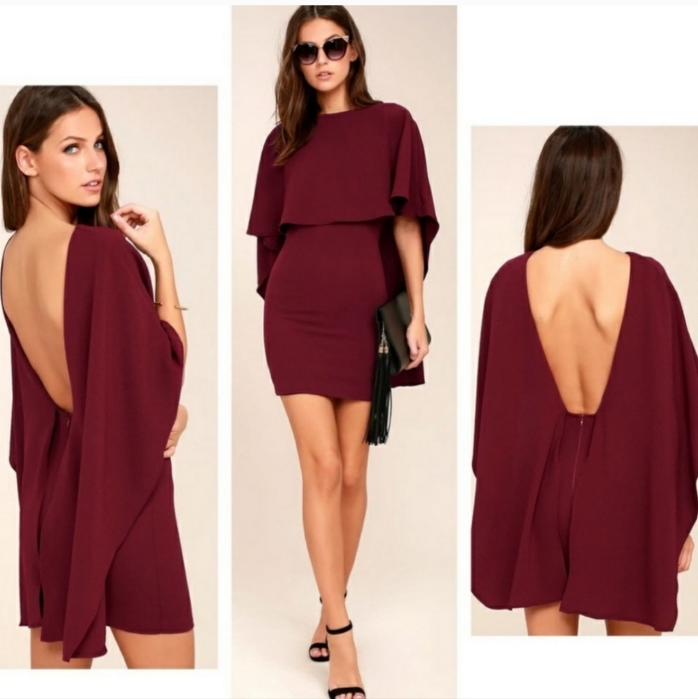 Lulu's Burgundy Cape Dress